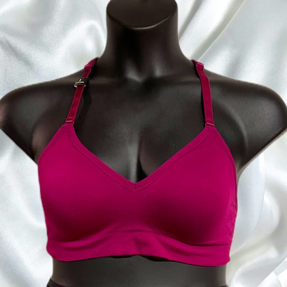 TORRID BERRY PINK DEEP V RACERBACK LIGHTLY PADDED SEAMLESS BRALETTE NEW - Picture 3 of 14